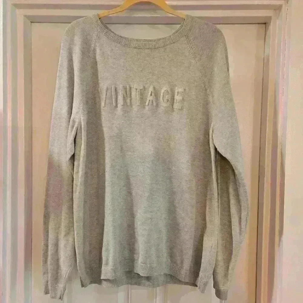 Weatherproof Vintage Mens 100% Cotton Sweater Sweatshirt Gray Size Large
